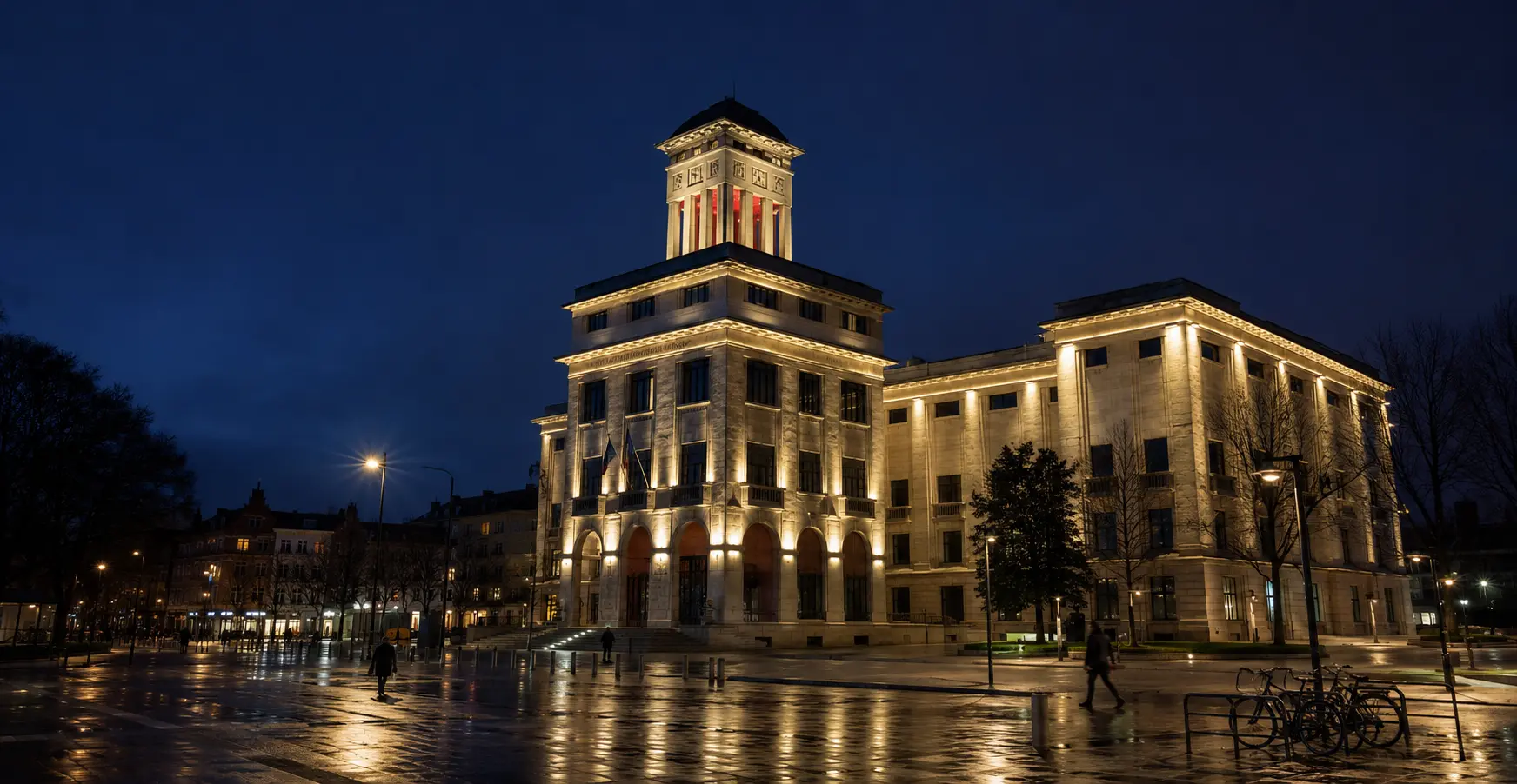 Hôtel de Ville de Montreuil illuminé la nuit