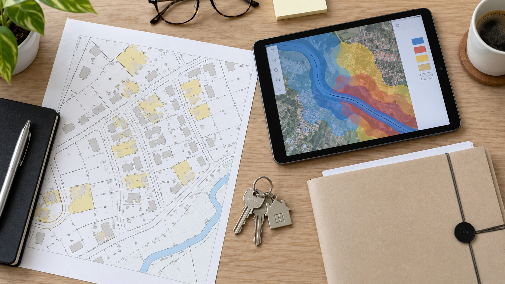 Carte cadastrale et zonages utilisés pour préparer un état des risques immobilier