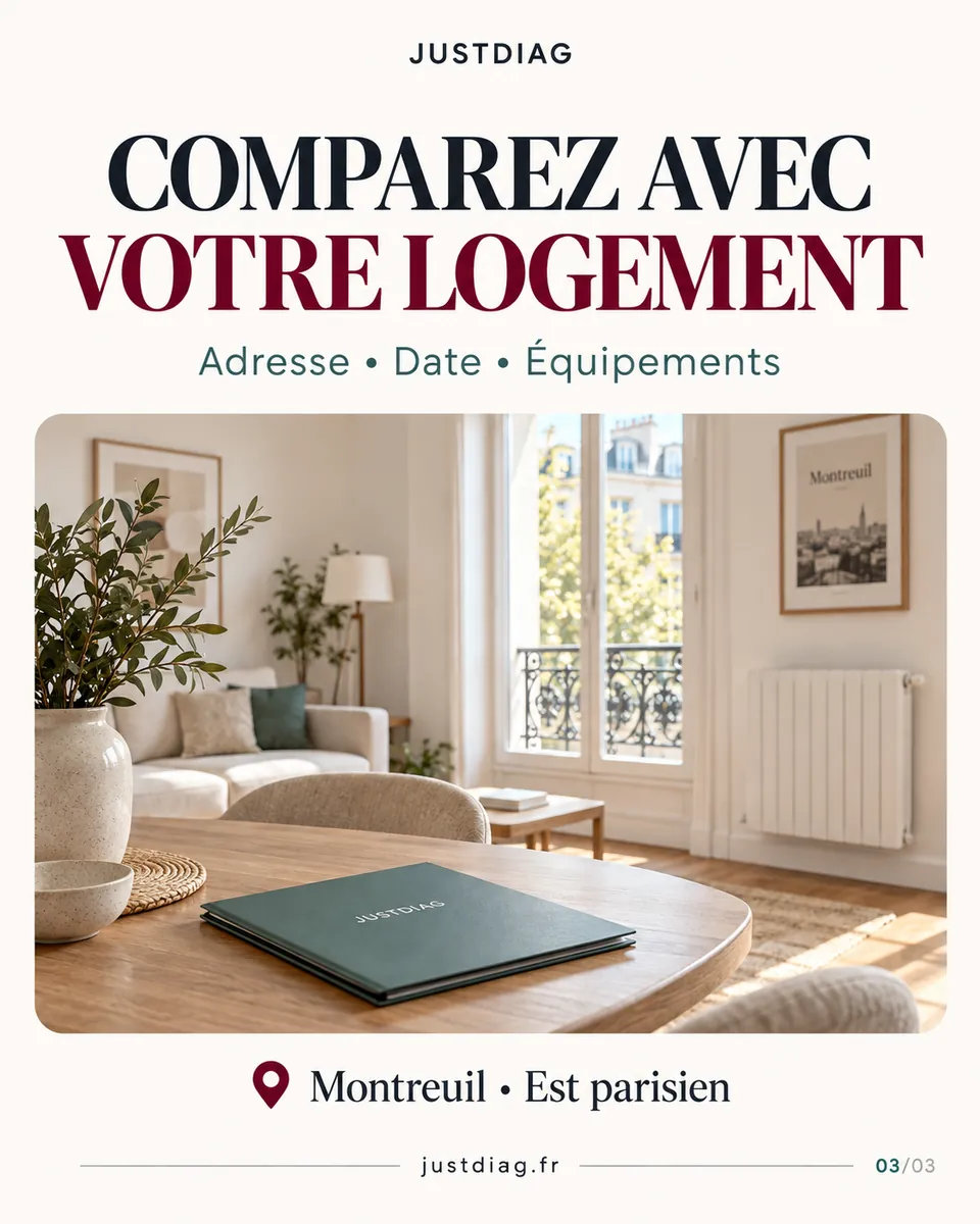 Illustration d&rsquo;un appartement avec un radiateur et un dossier : v&eacute;rifier l&rsquo;adresse, la date et les &eacute;quipements du DPE.