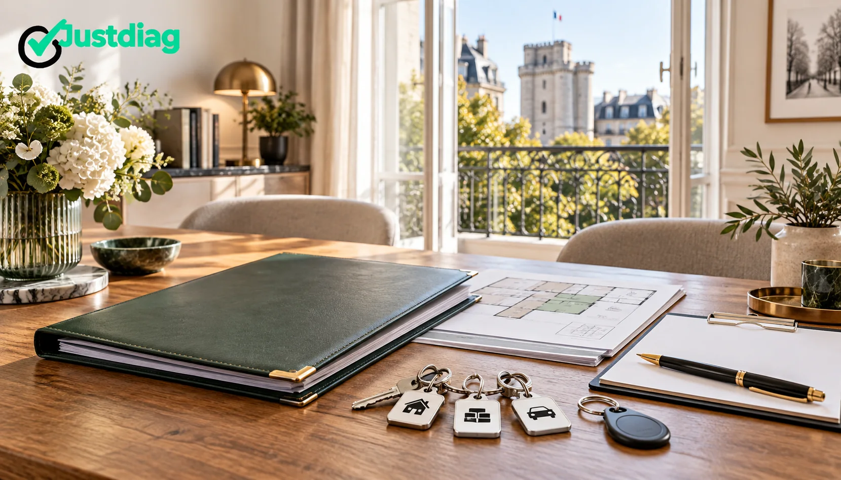 Documents, plan, badge et cl&eacute;s pr&eacute;par&eacute;s pour la vente d&rsquo;un appartement avec cave et parking &agrave; Vincennes